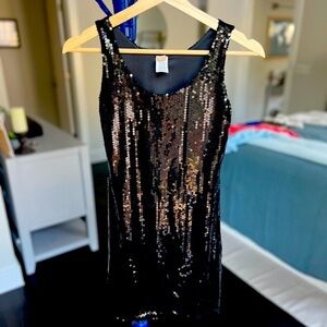 Black sequin mini dress